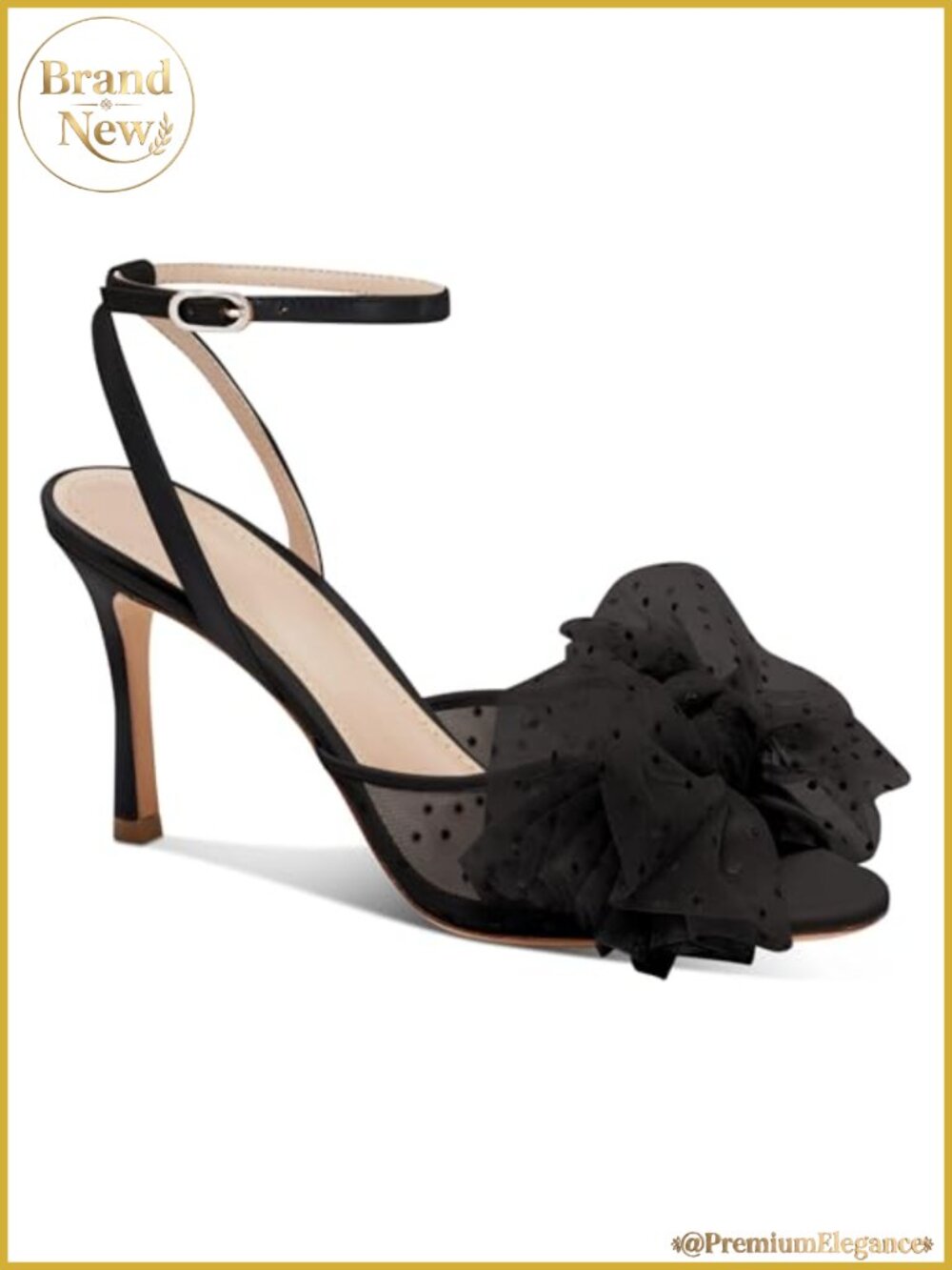 Women's Stiletto Heels Slingback Peep Toe Mesh High Heel Sandals Bow Tie